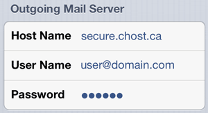 iPhone outgoing (SMTP) settings