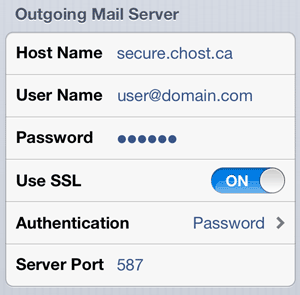 iPhone Outgoing SMTP settings - with secure SSL setup