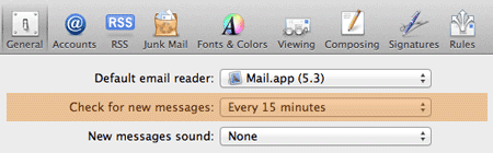 Mac Mail - Check mail every 15mn